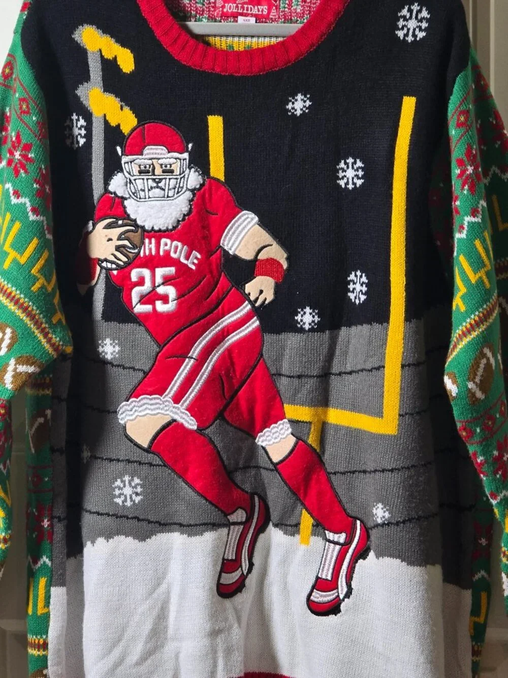 Football Santa Ugly Christmas Sweater 4XB Big Tall Holiday Party Knit Pullover